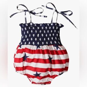 4th of July Baby Girl Outfit Newborn American Flag Romper